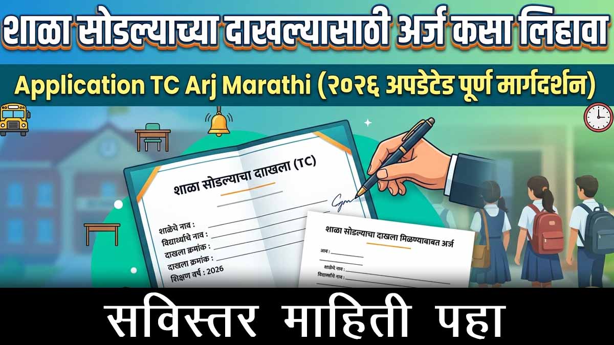शाळा सोडल्याचे प्रमाणपत्रसाठी अर्ज कसा लिहावा Best 5 TC Application Formats in Marathi.