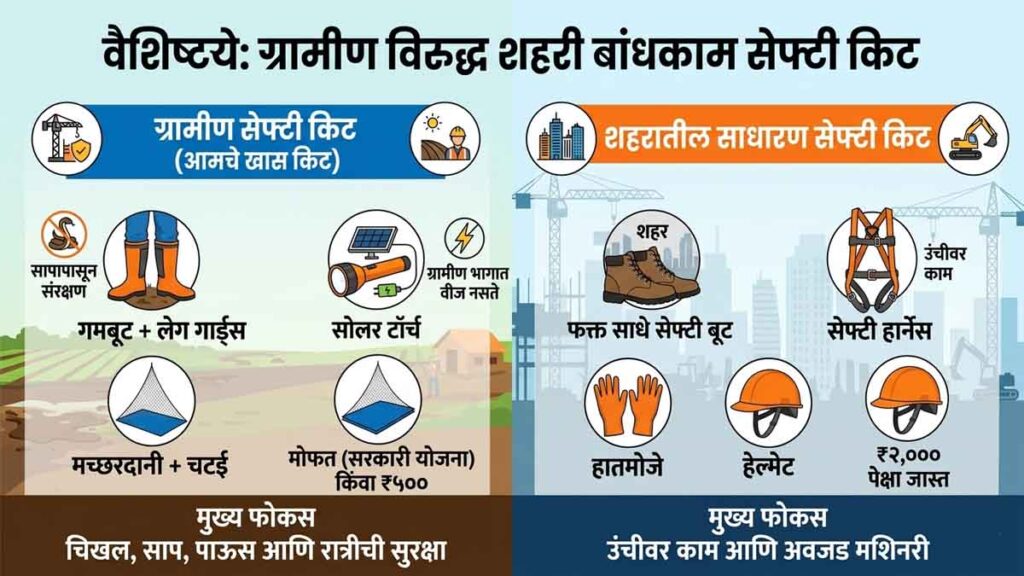 Safety Kit for Rural Construction Workers: grameen bandhkam kamgar safety kit List