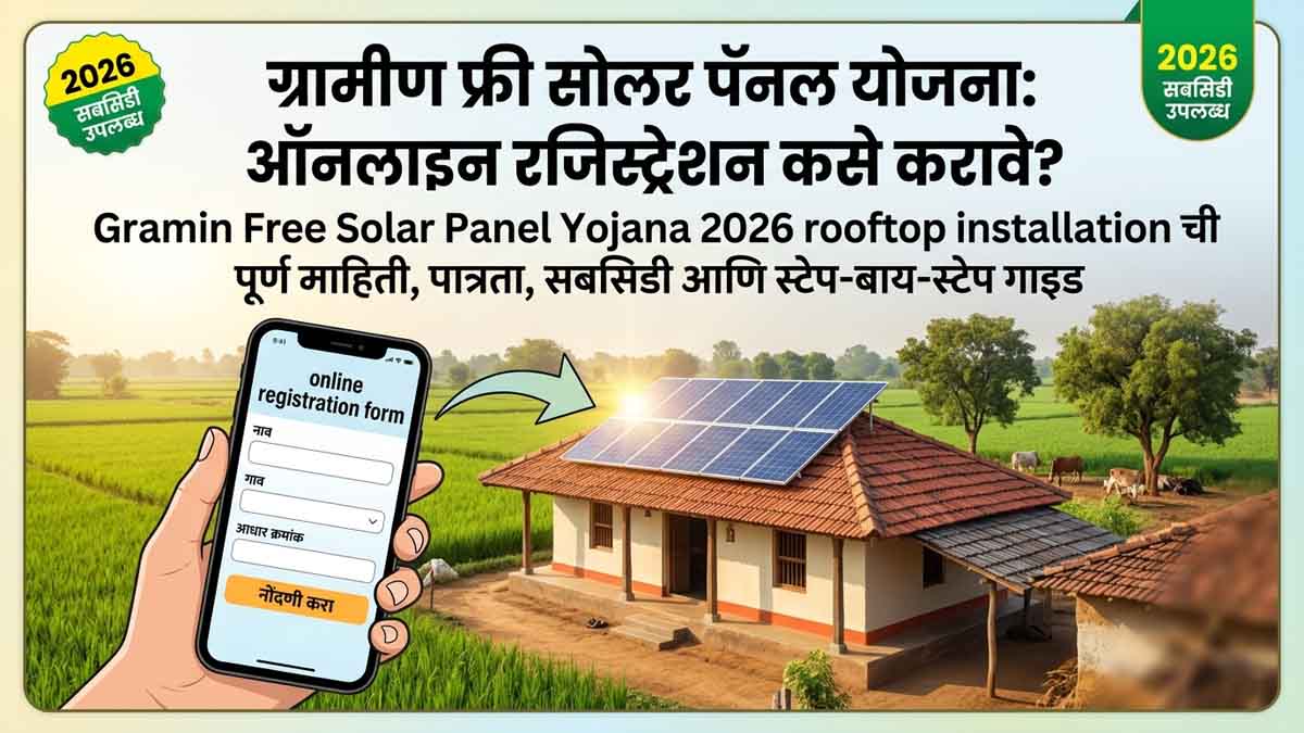 ग्रामीण फ्री सोलर पॅनल योजना: ऑनलाइन रजिस्ट्रेशन कसे करावे? Complete information, eligibility, subsidy and step-by-step guide of Gramin Free Solar Panel Yojana 2026 rooftop installation