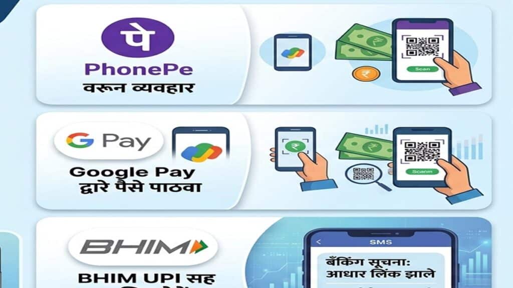 बँक/UPI अॅप: PhonePe, Google Pay, BHIM किंवा तुमच्या बँक अॅपमध्ये लॉगिन