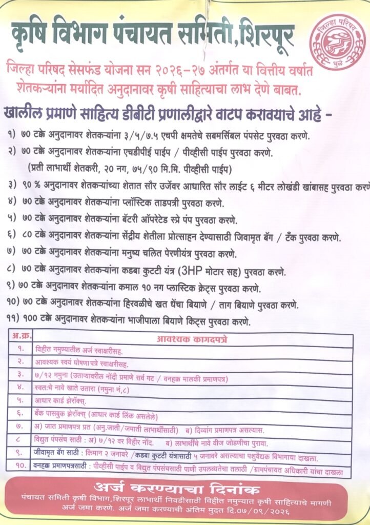 shirpur-panchayat-samiti-krushi-yojana-2026-banner