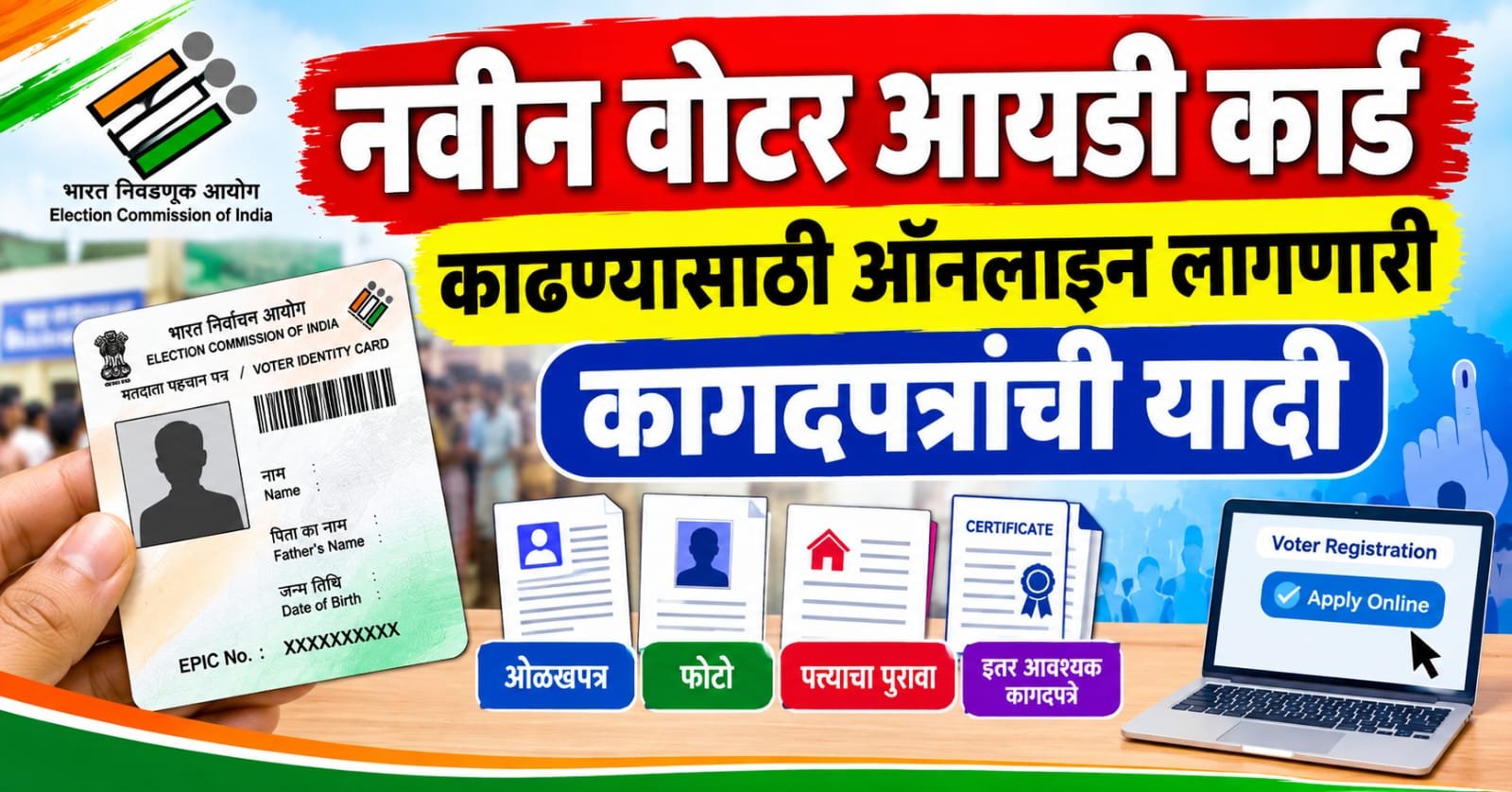 New Voter ID Card Online अर्ज करण्यासाठी लागणारे कागदपत्रांची यादी