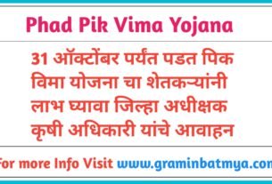 31 ऑक्टोबरपर्यंत Phadpik Vima Yojana चा शेतकऱ्यांनी लाभ घ्या.