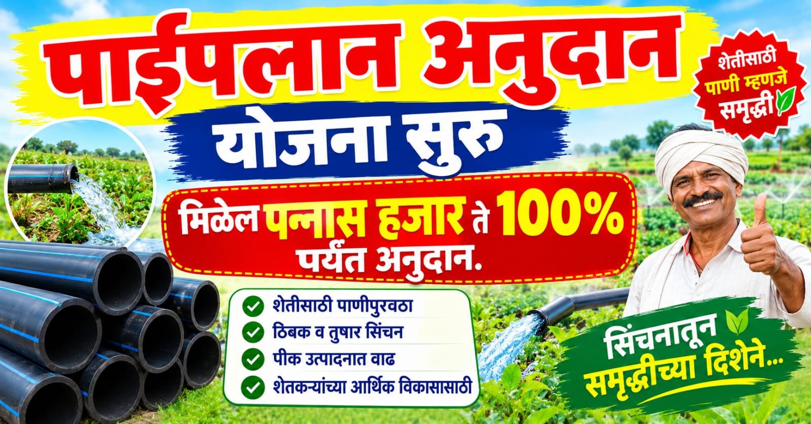 Pipeline Anudan Yojana Maharashtra 2026: शेतकऱ्यांना कमाल ₹50,000 पर्यंत अनुदान, पात्रता व अर्ज प्रक्रिया